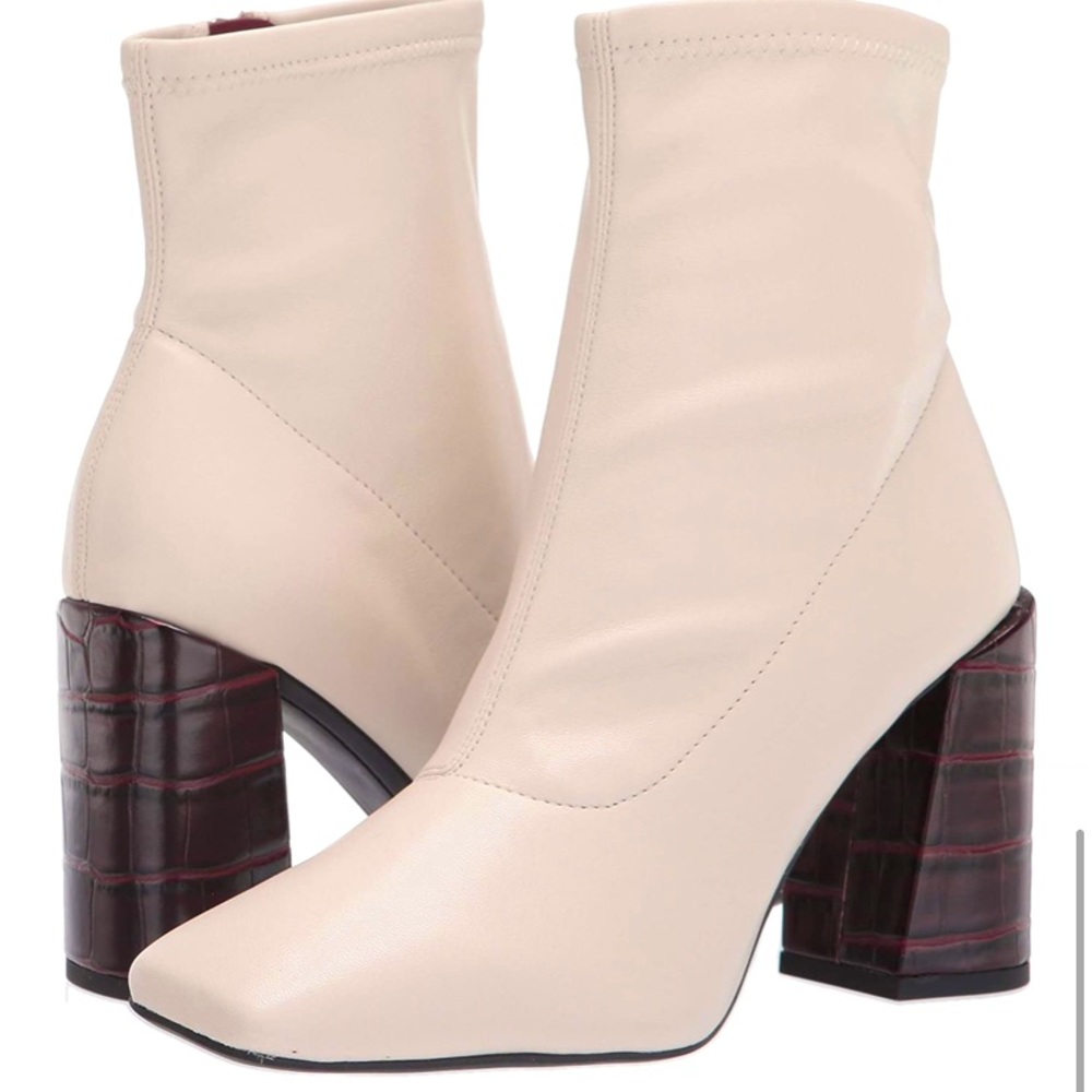 White square toed Franco sarto booties size 8.5